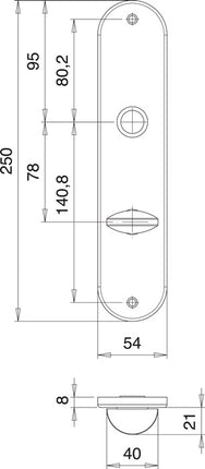 EDI Plaque de rénovation 206 WC ( 3000261356 ) Acier inoxydable F00 Distance 78 mm