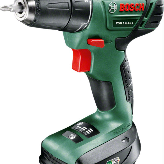 Bosch PSR 14,4 Li Akku Bohrschrauber Zwei-Stufen-Technologie im Transportkoffer + 1x 1,5 Ah Akku + Ladegerät - Toolbrothers