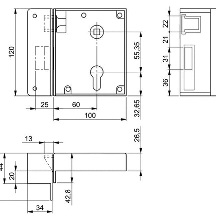 AMF Strike cap lock 2 ( 3311021052 ) DIN left PZW backset 60 mm