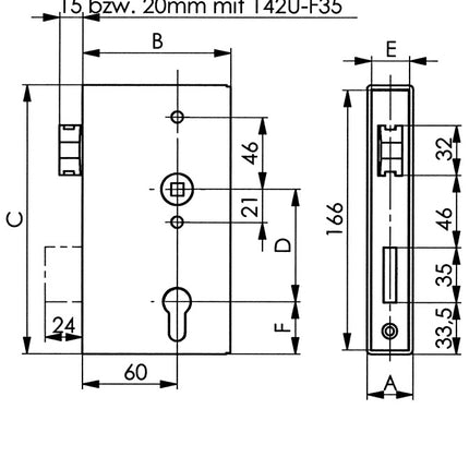 AMF lock case 140UM ( 3000251254 ) DIN left / right backset 60 mm
