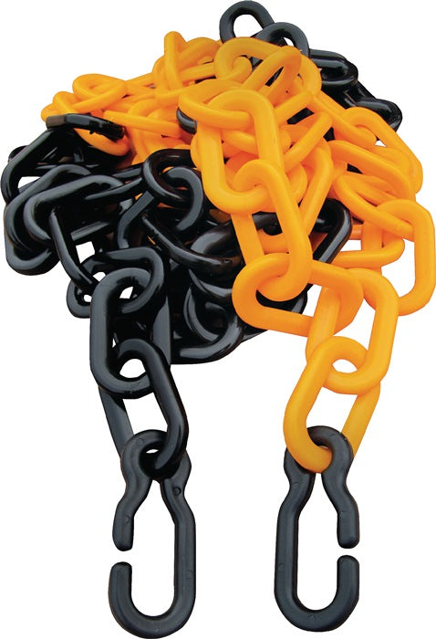 Barrier chain ( 9000480222 ) PP yellow/black 9 mm with 2 universal hooks