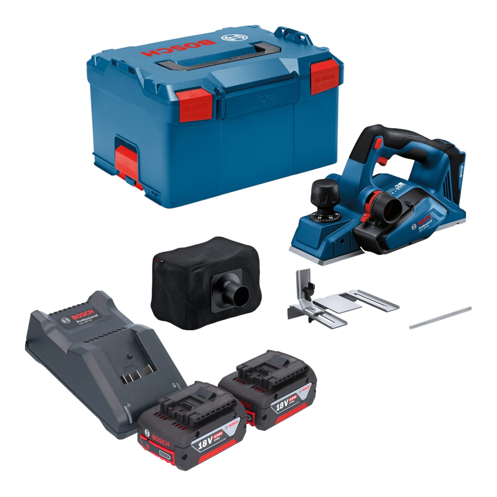 Bosch GHO 18V 26 Professional Akku Hobel 18 V 2 6 mm Brushless 2x Akku 4 0 Ah Ladegeraet L Boxx 0 - toolbrothers