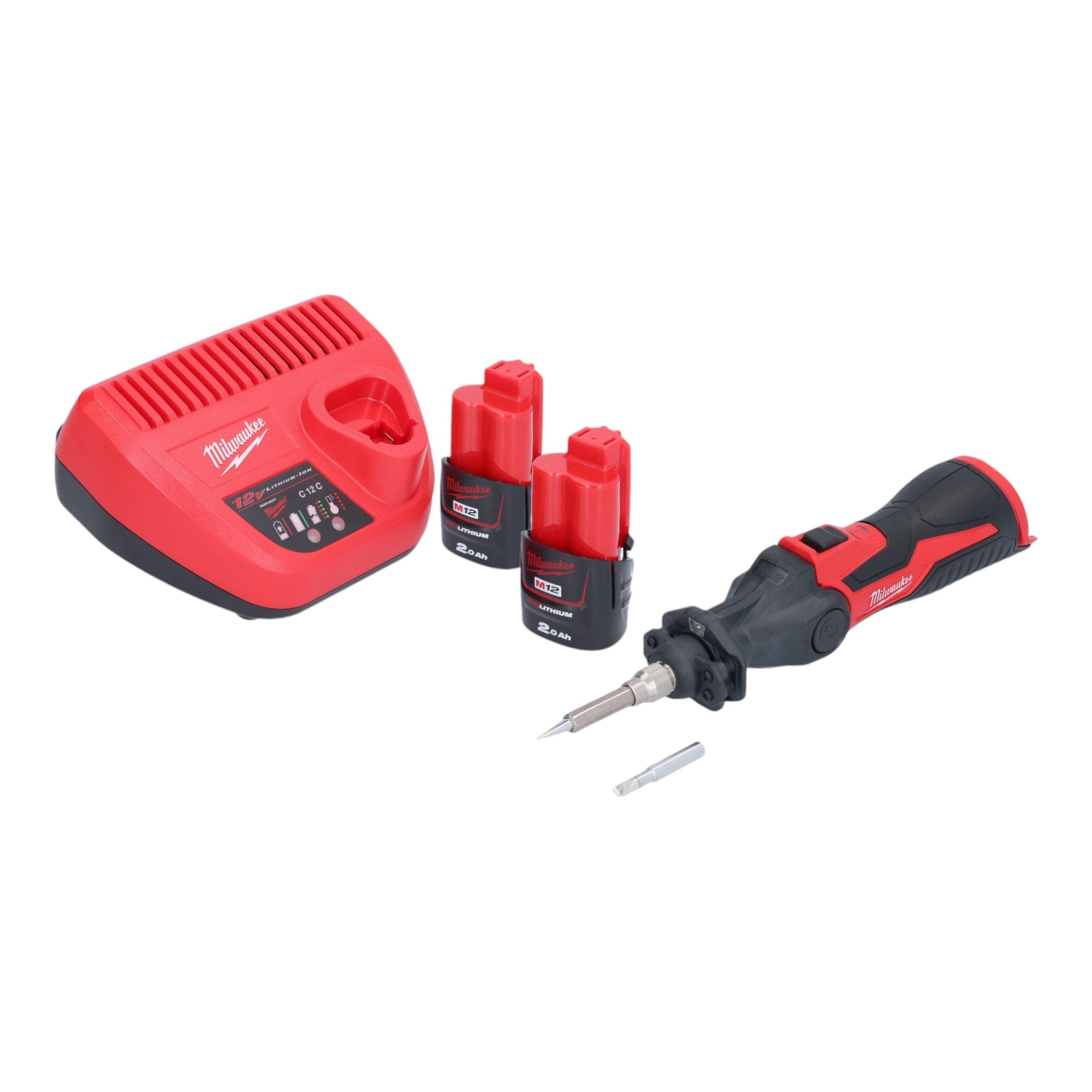 Milwaukee M12 SI 202 Akku Loetkolben 12 V 400 C arretierbarer Kopf 2x Akku 2 0 Ah Ladegeraet 0 - toolbrothers