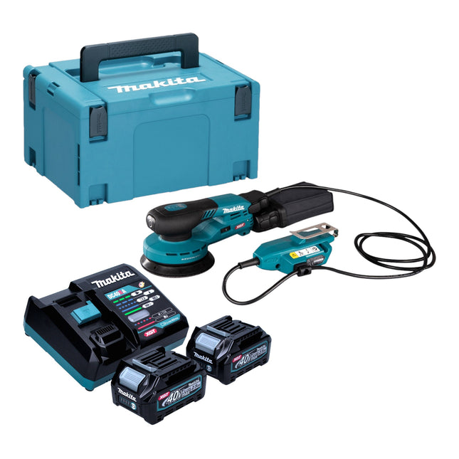 Makita BO 001 CGD201 Akku Exzenterschleifer 40 V max 125 mm 5 0 mm Hub Brushless 2x Akku 2 5 Ah Ladegeraet Makpac 0 - toolbrothers