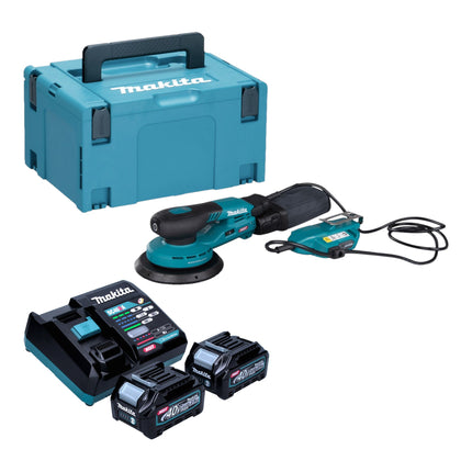 Makita BO 002 CGD201 Akku Exzenterschleifer 40 V max 150 mm 5 0 mm Hub Brushless 2x Akku 2 5 Ah Ladegeraet Makpac 0 - toolbrothers