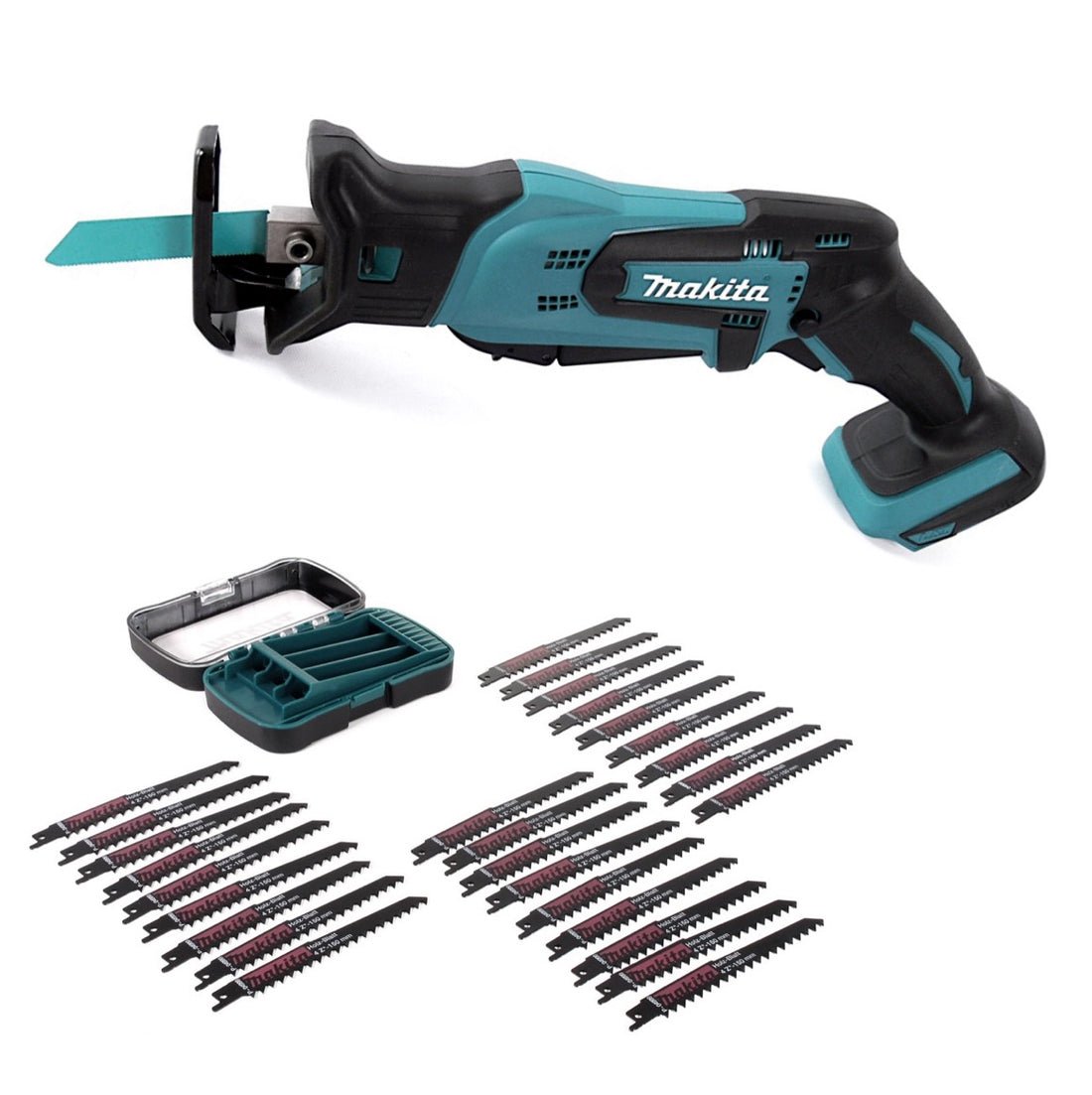 Makita DJR 185 Z 18 V Li-Ion Akku Recipro Säbelsäge Solo + 27 tlg. Sägeblatt-Set