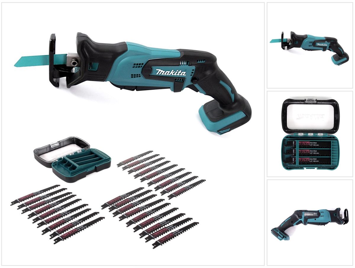 Makita DJR 185 Z 18 V Li-Ion Akku Recipro Säbelsäge Solo + 27 tlg. Sägeblatt-Set