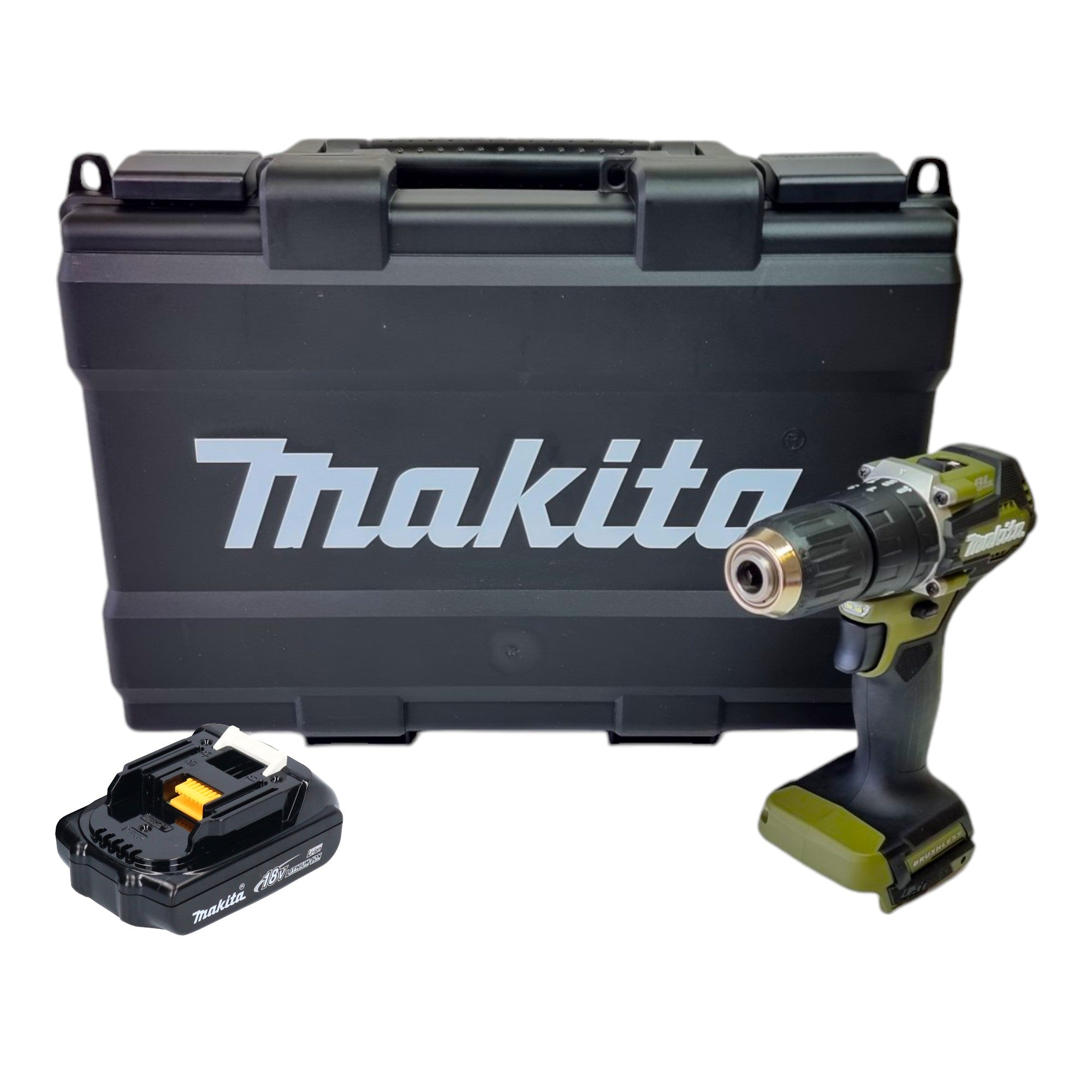 Makita DHP 487 Y1KO Akku Schlagbohrschrauber 18 V 40 Nm Brushless Olive Outdoor Adventure Serie 1x Akku 1 5 Ah Koffer ohne Ladegeraet 0 - toolbrothers