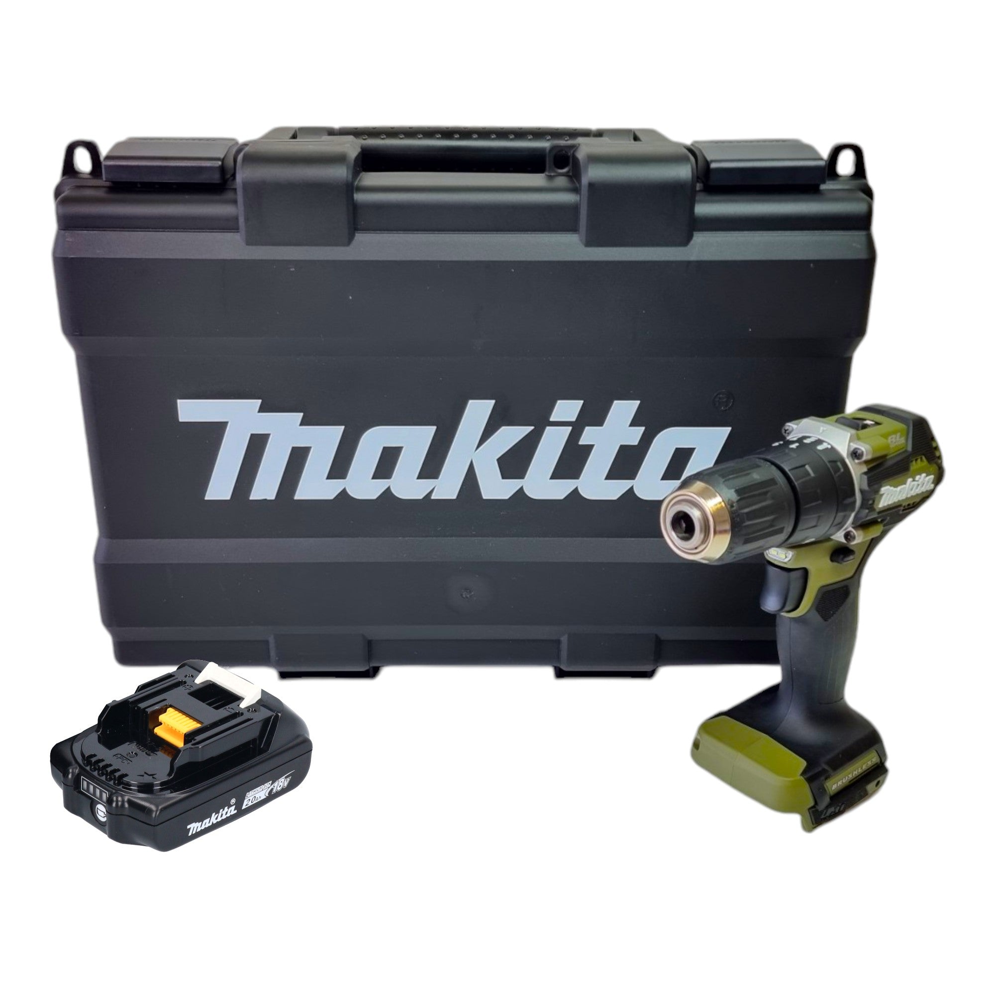 Makita DHP 487 A1KO Akku Schlagbohrschrauber 18 V 40 Nm Brushless Olive Outdoor Adventure Serie 1x Akku 2 0 Ah Koffer ohne Ladegeraet 0 - toolbrothers