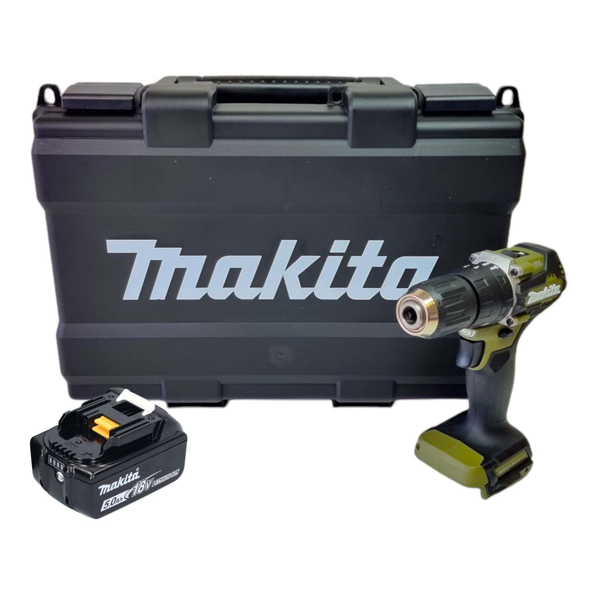 Makita DHP 487 T1KO Akku Schlagbohrschrauber 18 V 40 Nm Brushless Olive Outdoor Adventure Serie 1x Akku 5 0 Ah Koffer ohne Ladegeraet 0 - toolbrothers