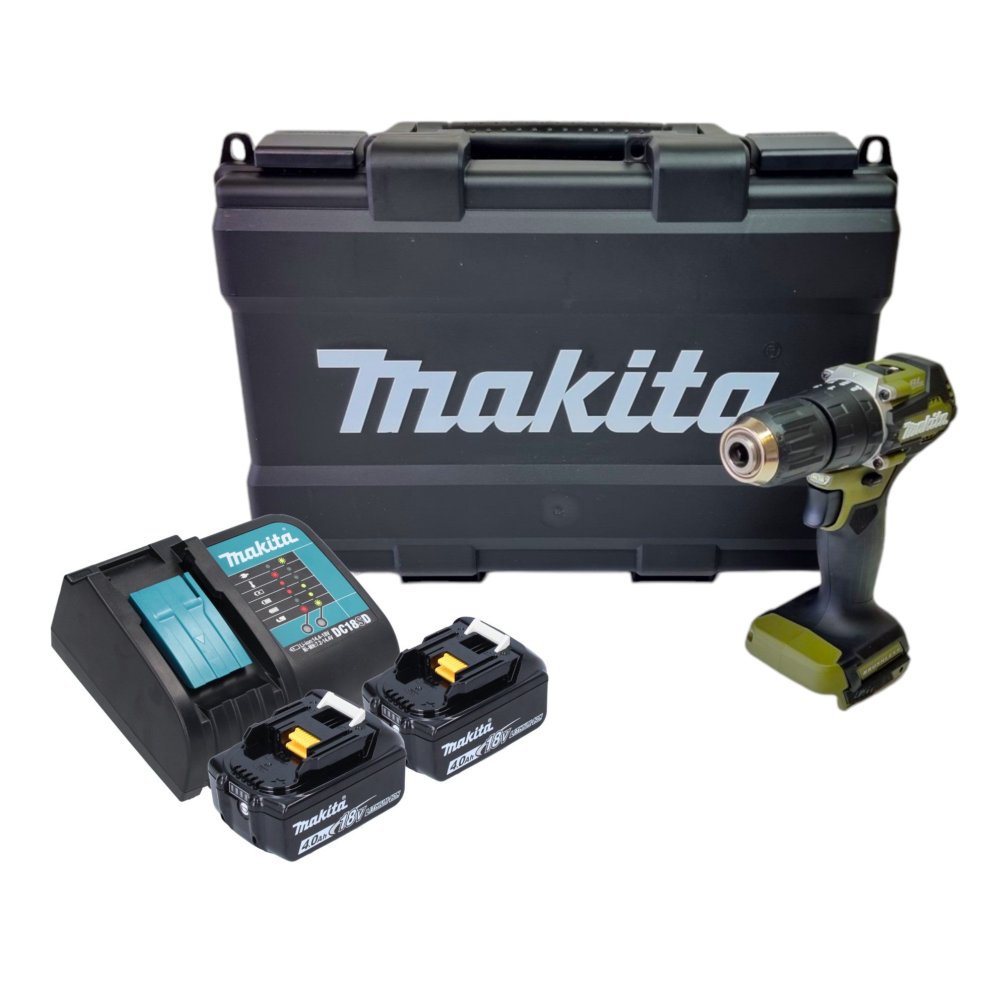 Makita DHP 487 SMKO Akku Schlagbohrschrauber 18 V 40 Nm Brushless Olive Outdoor Adventure Serie 2x Akku 4 0 Ah Ladegeraet Koffer 0 - toolbrothers