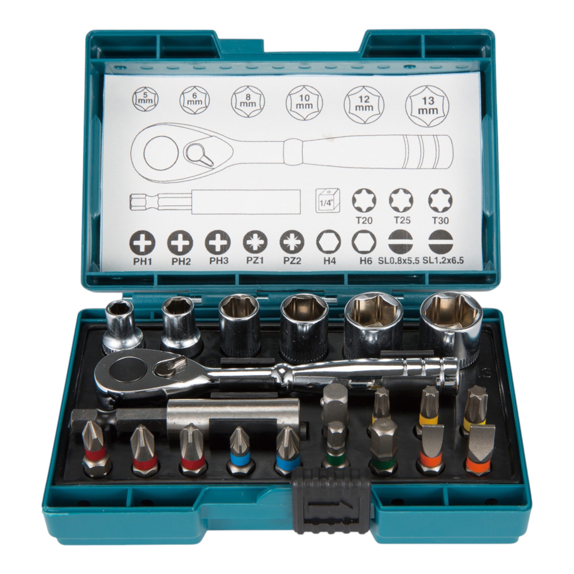 Makita Ratschen Bit Set 21 teilig PH PZ T SL H B 54081  1 - toolbrothers