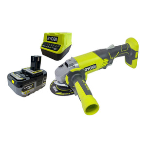 RYOBI R18AG-0 Akku Winkelschleifer 18 V ONE+ 115 mm + 1x Akku 4,0 Ah + Ladegerät