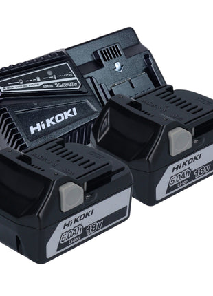 HiKOKI G18 DSL2 W5Z Akku Winkelschleifer 18 V 125 mm + 2x Akku 5,0 Ah + Ladegerät