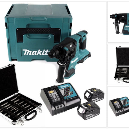Makita DHR 280 RTJ 2 x 18 V 36 V Li-Ion Akku Bohrhammer 28 mm Brushless für SDS-PLUS im Makpac + 2 x 5,0 Ah Akku + Ladegerät + 11 tlg. Bosch Meißel und Bohrer Set - Toolbrothers