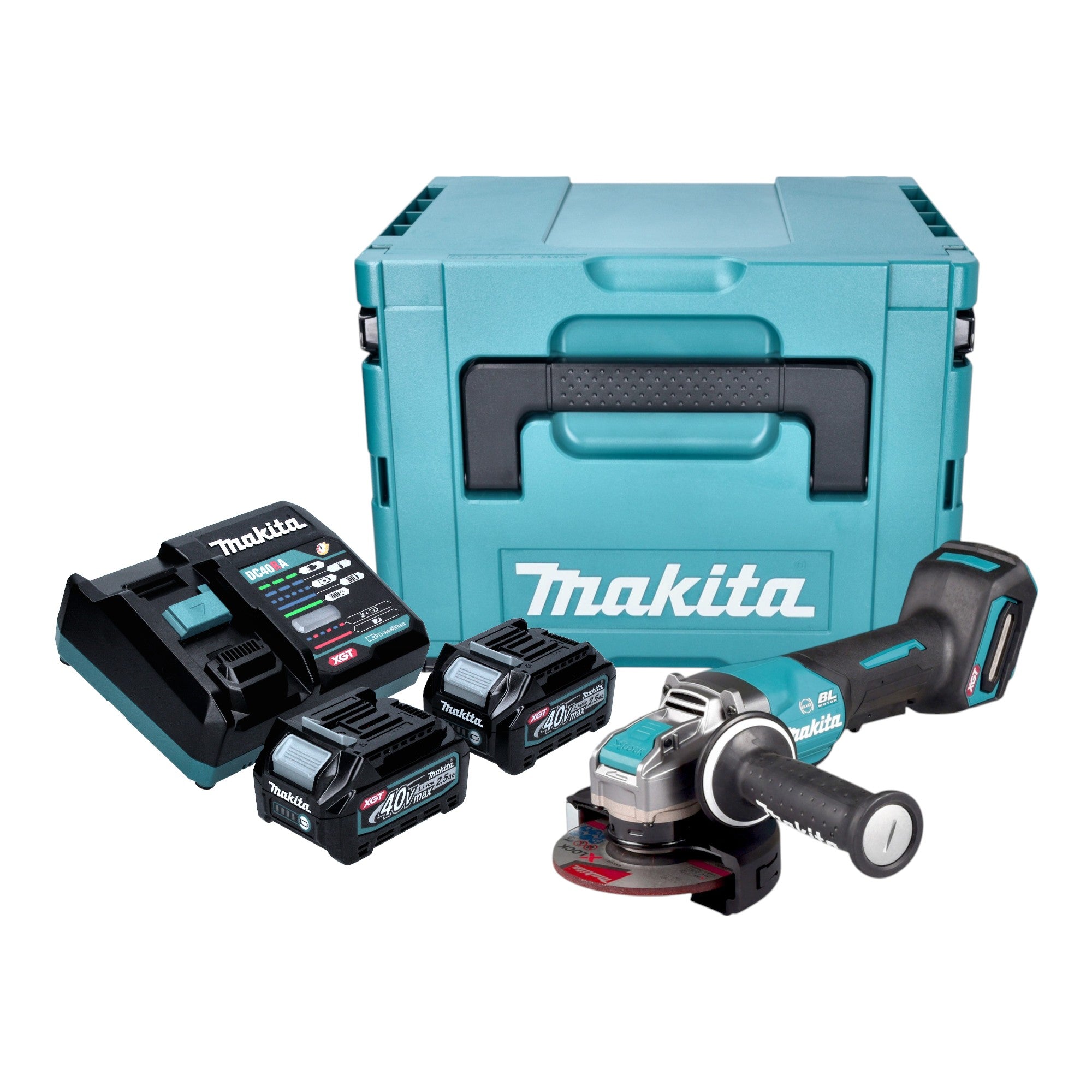 Makita GA 047 GD201 Akku Winkelschleifer 40 V max 125 mm X LOCK Brushless 2x Akku 2 5 Ah Ladegeraet Makpac 0 - toolbrothers