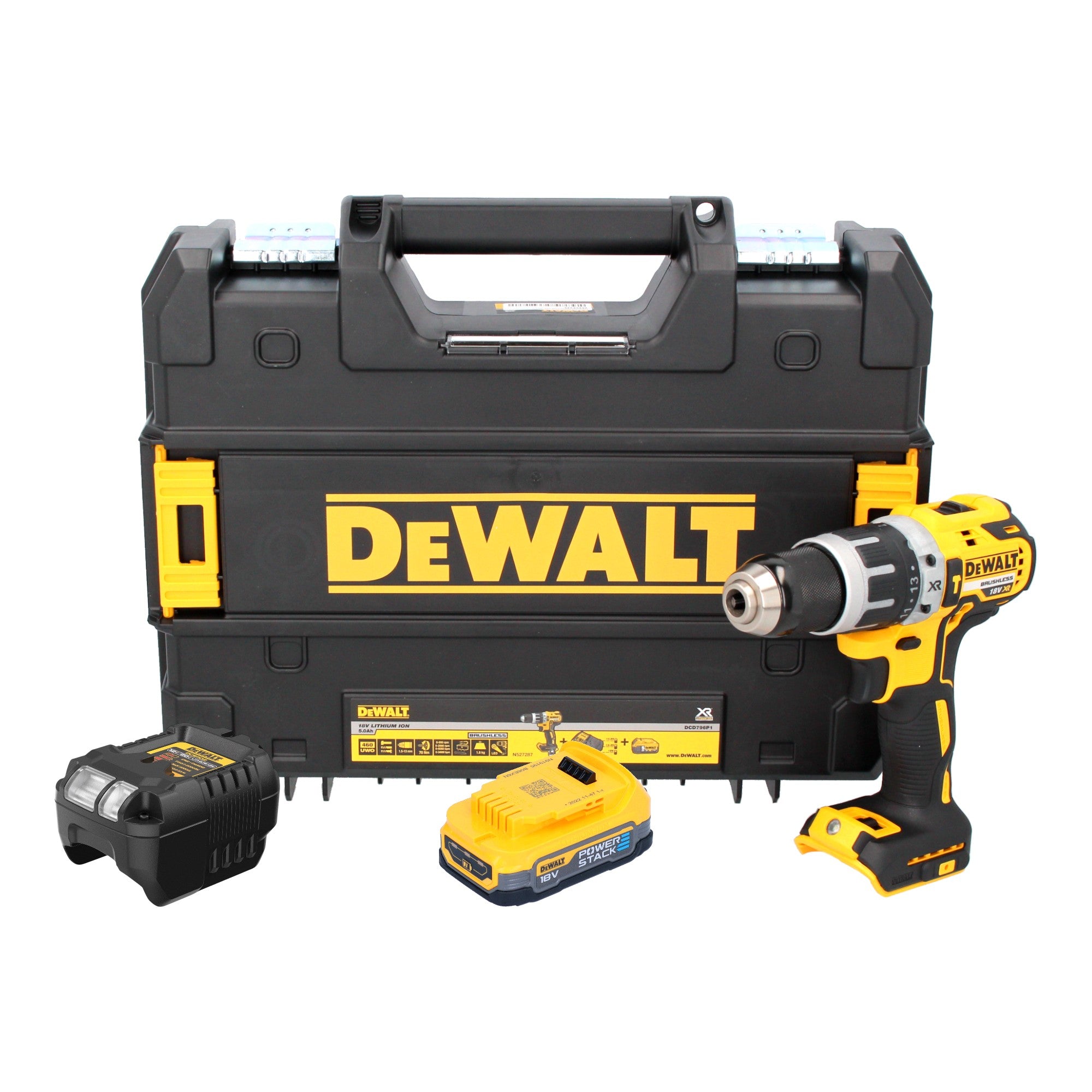 DeWalt DCD 796 E1T Akku Schlagbohrschrauber 18 V 70 Nm Brushless 1x Powerstack Akku 1 7 Ah Ladegeraet TSTAK 0 - toolbrothers