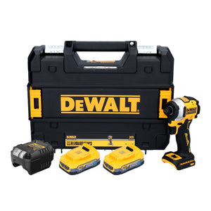 DeWalt DCF 850 E2T Akku Schlagschrauber 18 V 205 Nm 1/4" Brushless + 2x Powerstack Akku 1,7 Ah + Ladegerät + TSTAK
