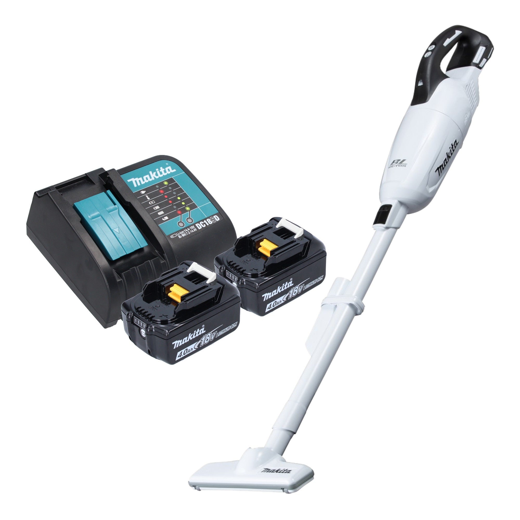 Makita DCL 281 FSMW Akku Staubsauger 18 V weiss Brushless 2x Akku 4 0 Ah Ladegeraet 0 - toolbrothers