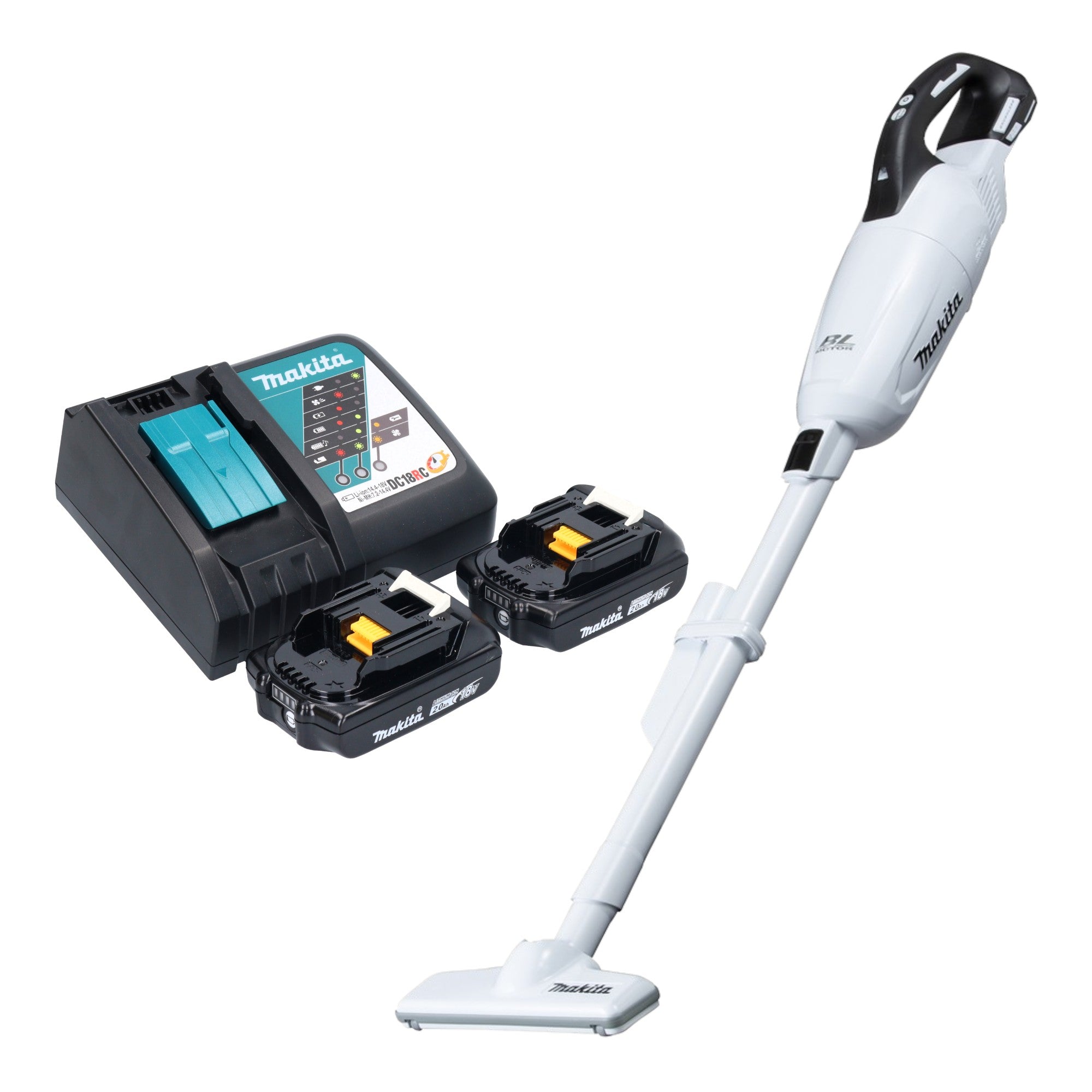 Makita DCL 281 FRAW Akku Staubsauger 18 V weiss Brushless 2x Akku 2 0 Ah Ladegeraet 0 - toolbrothers