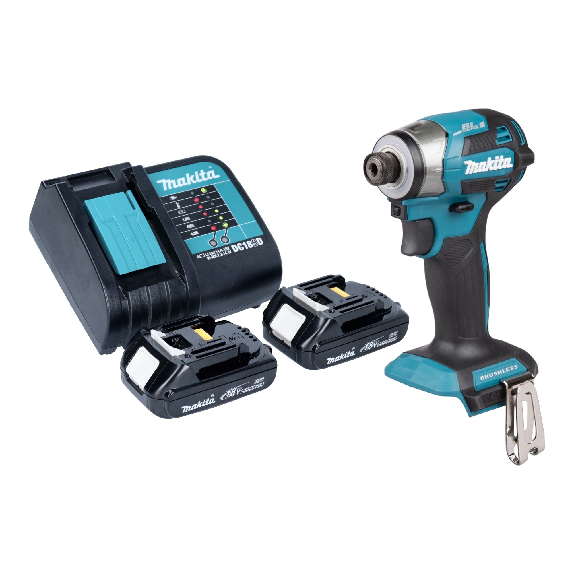 Makita DTD 173 SY Akku Schlagschrauber 18 V 180 Nm 1 4 Brushless 2x Akku 1 5 Ah Ladegeraet 0 - toolbrothers