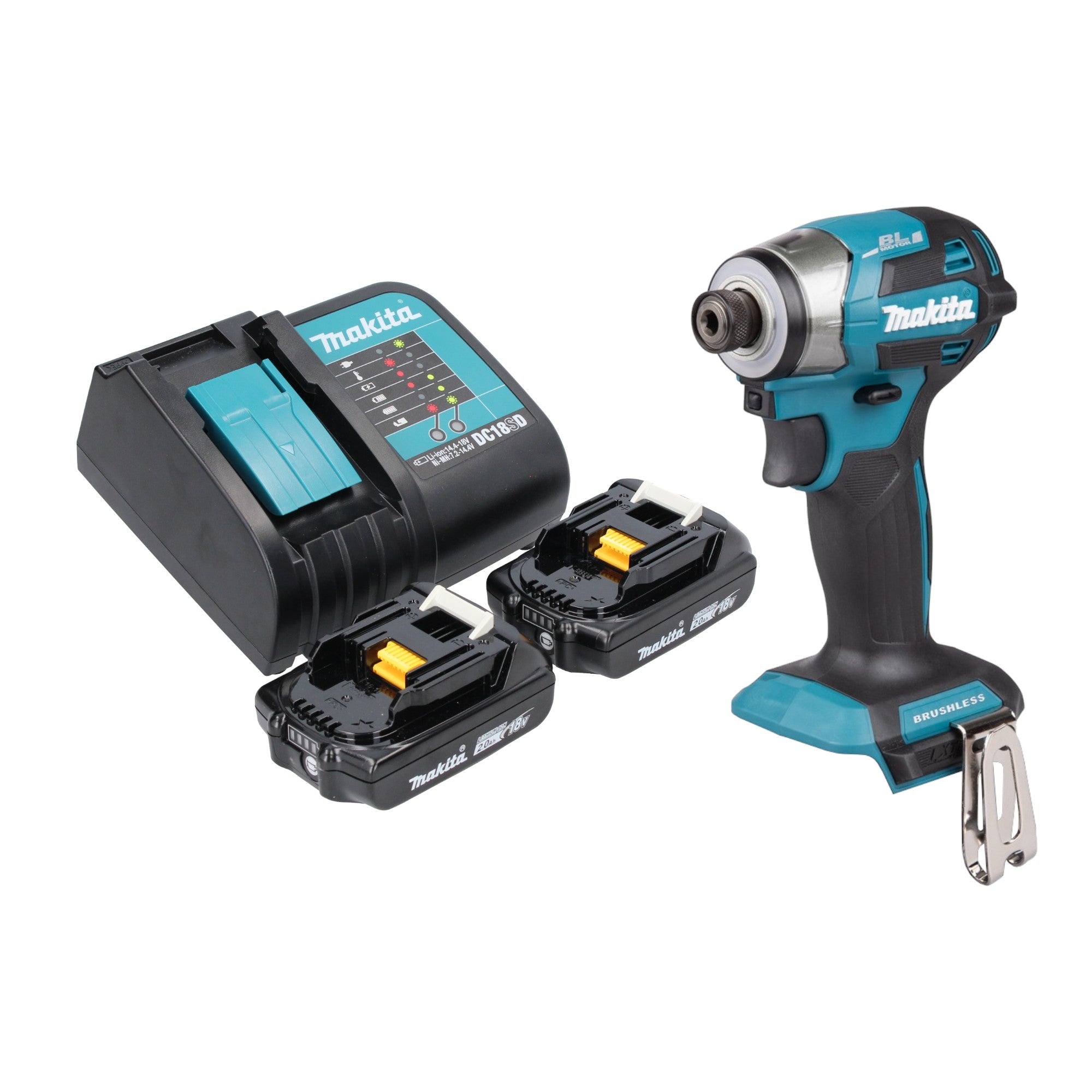 Makita DTD 173 SA Akku Schlagschrauber 18 V 180 Nm 1 4 Brushless 2x Akku 2 0 Ah Ladegeraet 0 - toolbrothers