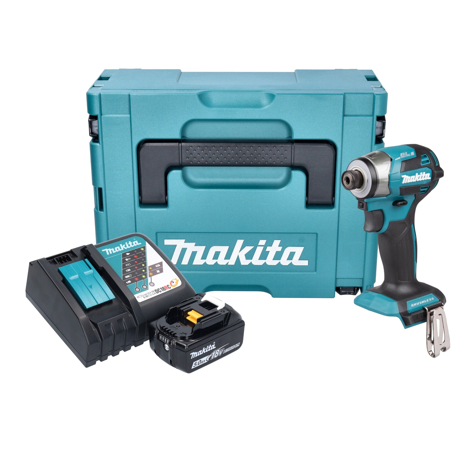 Makita DTD 173 RT1J Akku Schlagschrauber 18 V 180 Nm 1 4 Brushless 1x Akku 5 0 Ah Ladegeraet Makpac 0 - toolbrothers