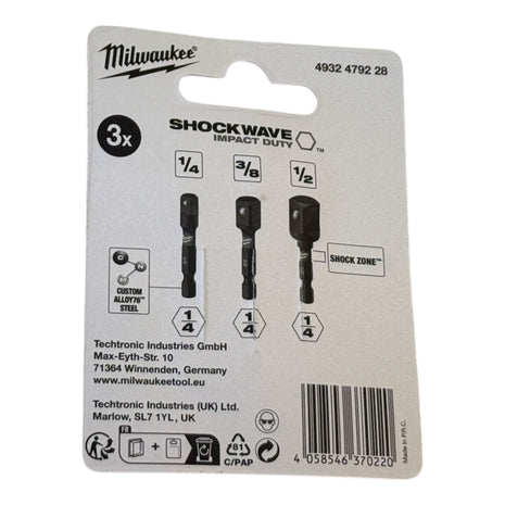 Millwaukee Shockwave Steckschluesseleinsatz Adapter 1 4 3 8 1 2 50 mm 3 tlg 4932479228  1 - toolbrothers