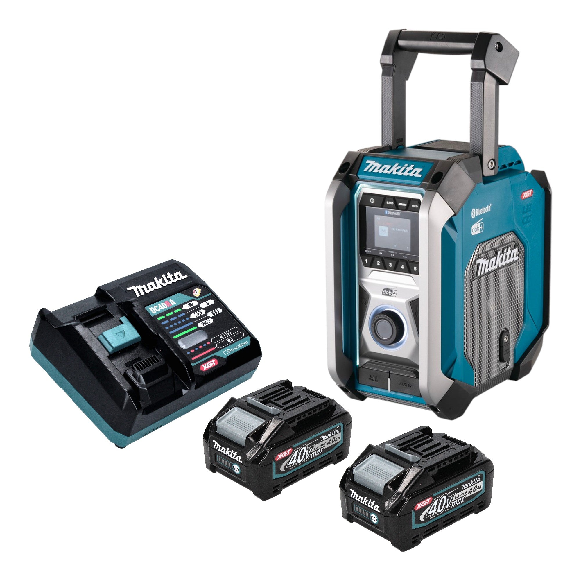 Makita MR 007 GM201 Akku Baustellenradio 12 40 V max Bluetooth DAB USB 2x Akku 4 0 Ah Ladegeraet 0 - toolbrothers