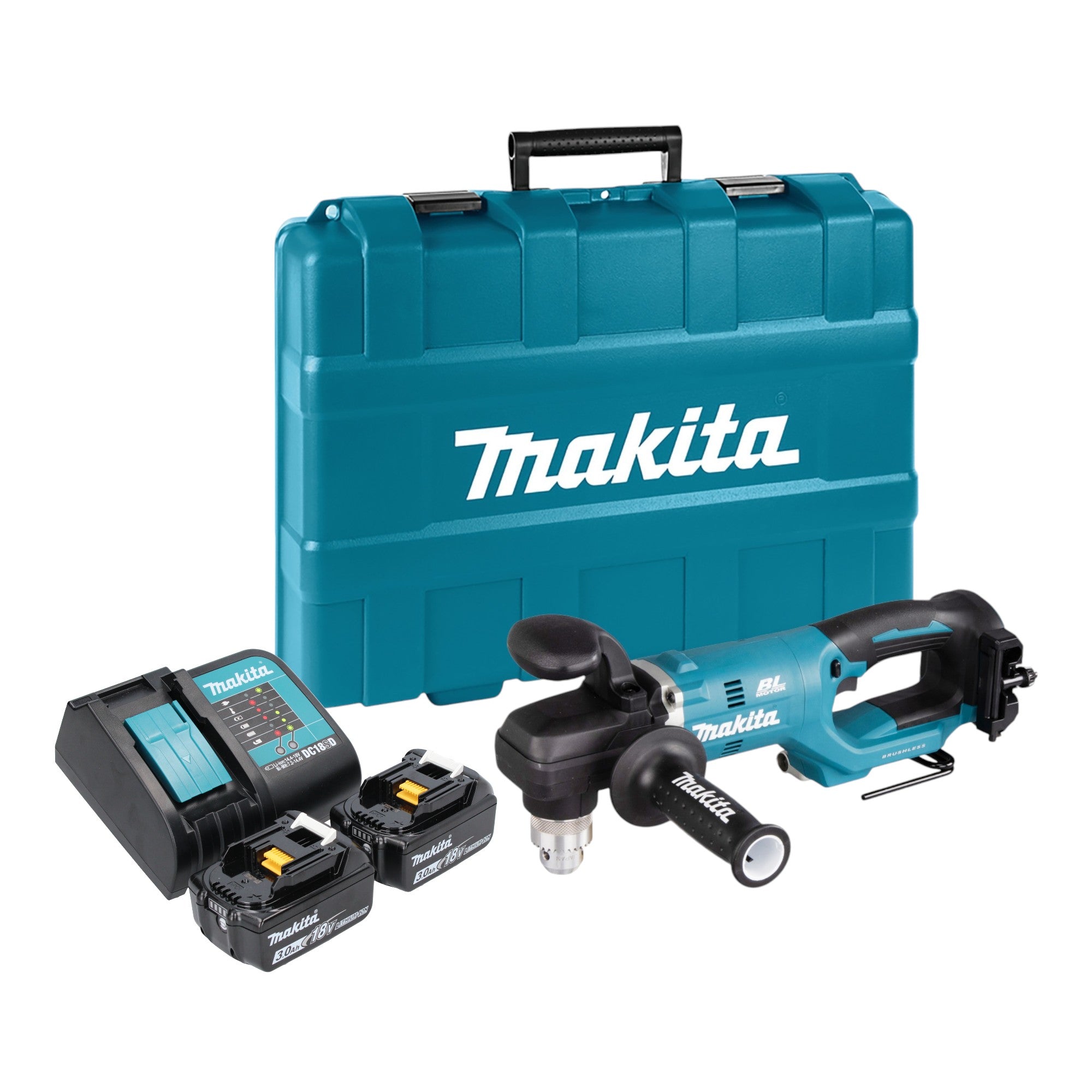 Makita DDA 450 SFK Akku Winkelbohrmaschine 18 V 70 Nm Brushless 2x Akku 3 0 Ah Ladegeraet Koffer 0 - toolbrothers