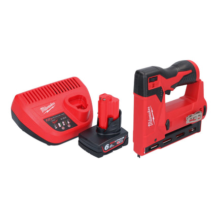 Milwaukee M12 BST 601 Akku Tacker 12 V 6 14 mm 1x Akku 6 0 Ah Ladegeraet 0 - toolbrothers