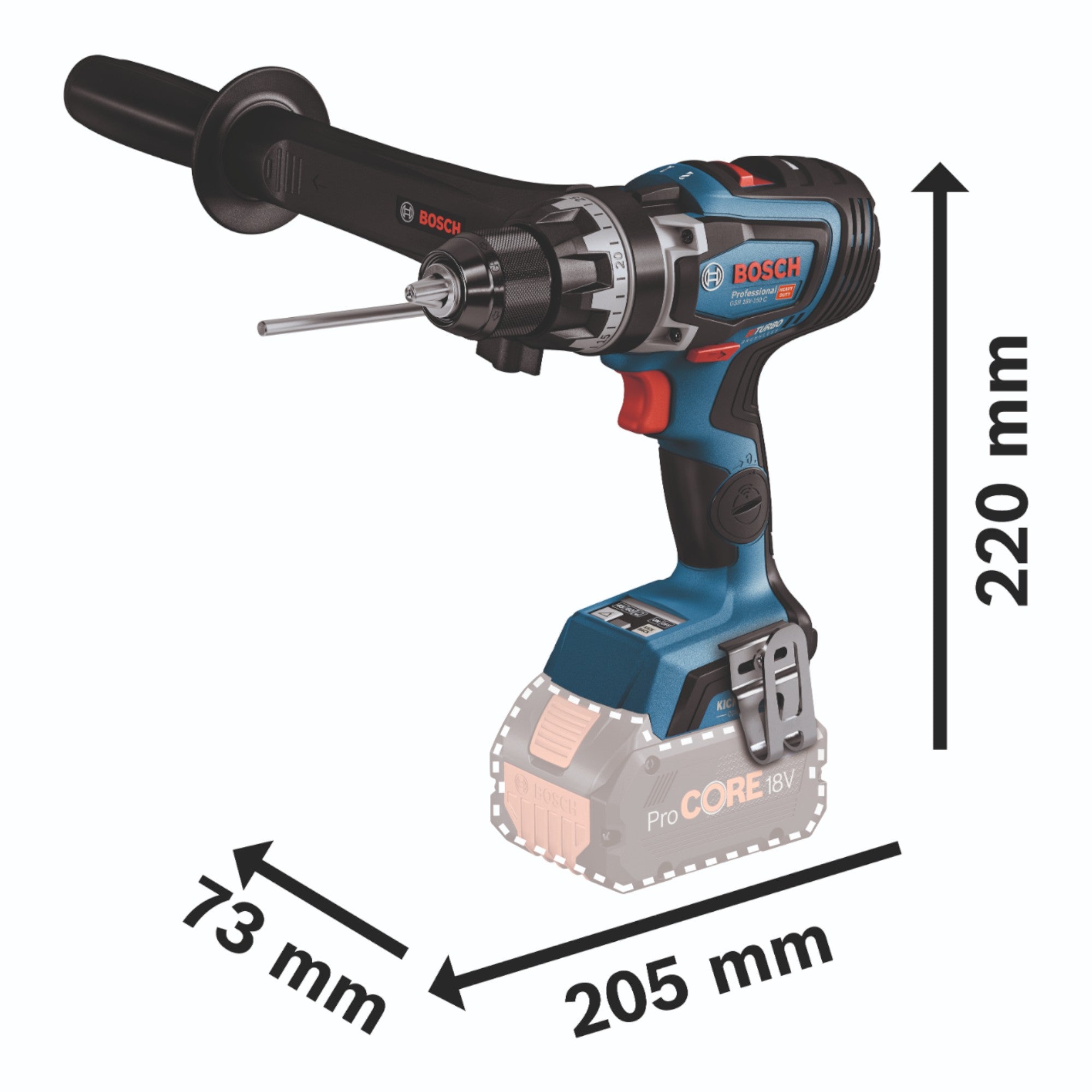Bosch GSR 18V 150 C Professional Akku Bohrschrauber 18 V 150 Nm Brushless 1x ProCORE Akku 5 5 Ah ohne Ladegeraet 4 - toolbrothers