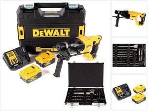 DeWalt DCH 133 P2 Akku Kombihammer 18V 2,6J SDS plus Brushless + 2x Akku 5,0Ah + Ladegerät + TSTAK + 17 tlg Bohrer Meißel Set