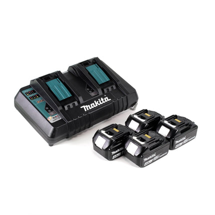 Makita DUC 405 PM4 Akku Kettensäge 36V ( 2x18V ) Brushless 40 cm + 4x 4,0 Ah Akku + Doppelladegerät - Toolbrothers