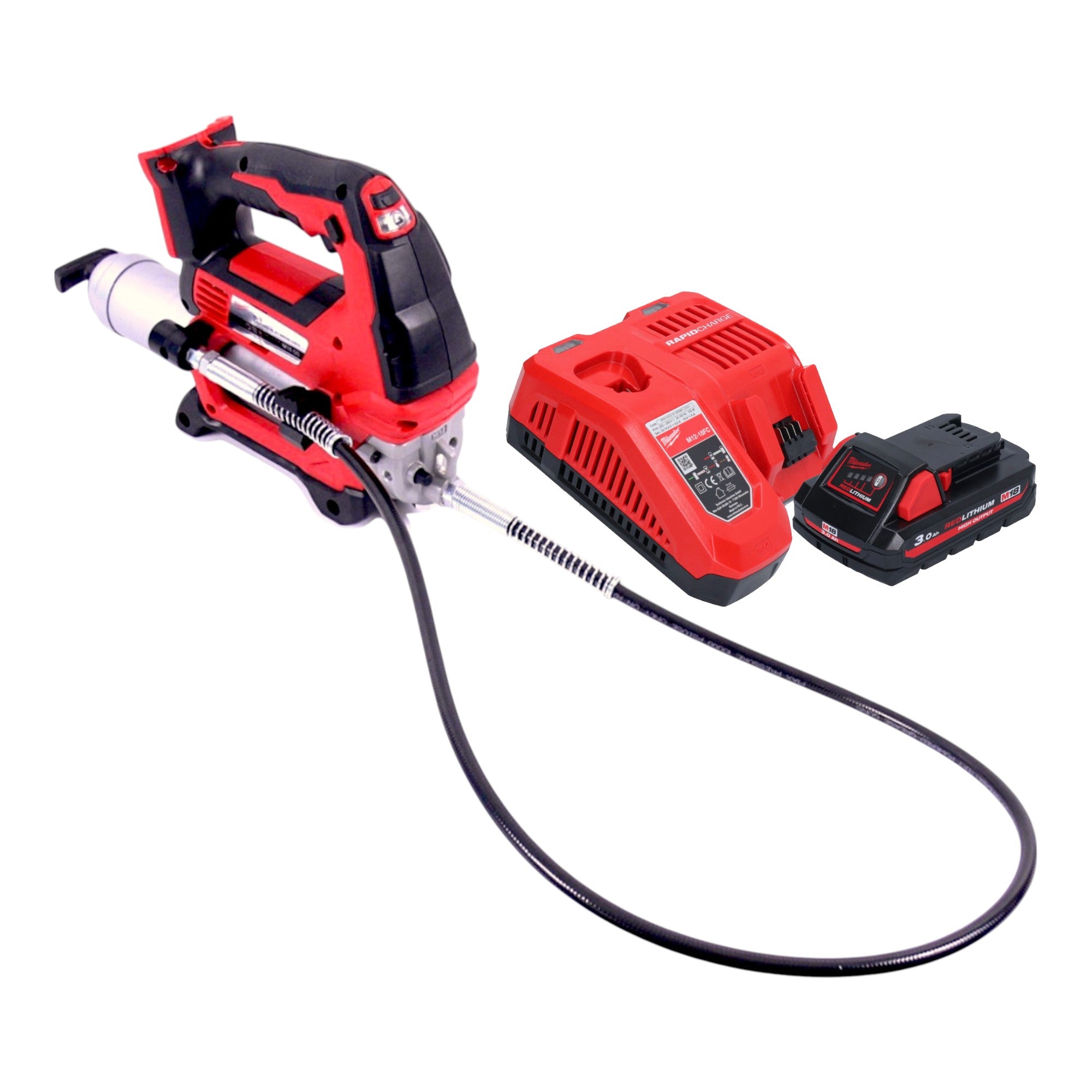 Milwaukee M18 GG 301 Akku Fettpresse 18 V 690 bar 1x Akku 3 0 Ah Ladegeraet 0 - toolbrothers