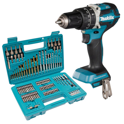 Makita DHP 484 Z Akku Schlagbohrschrauber 18 V 54 Nm Brushless 102 tlg Bit Bohrer Set ohne Akku ohne Ladegeraet 0 - toolbrothers