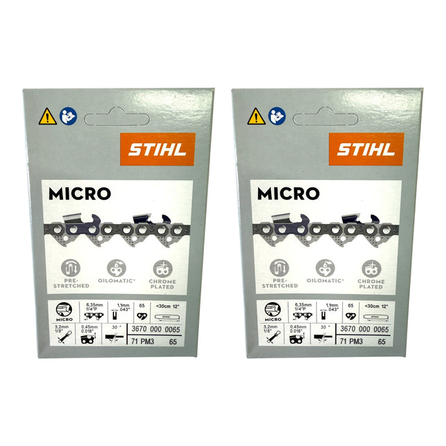 Stihl 2x 1 4 Picco Micro 3 PM3 Saegekette 30 cm 1 4 P 1 1 mm 65 TG 2 Stueck 2x 36700000065  0 - toolbrothers