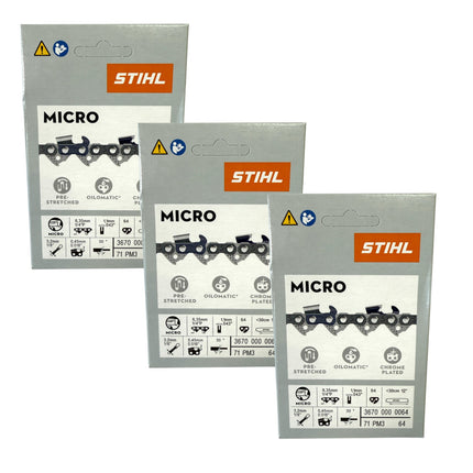 Stihl 3x 1 4 Picco Micro 3 PM3 Saegekette 30 cm 1 4 P 1 1 mm 64 TG 3 Stueck 3x 36700000064  0 - toolbrothers