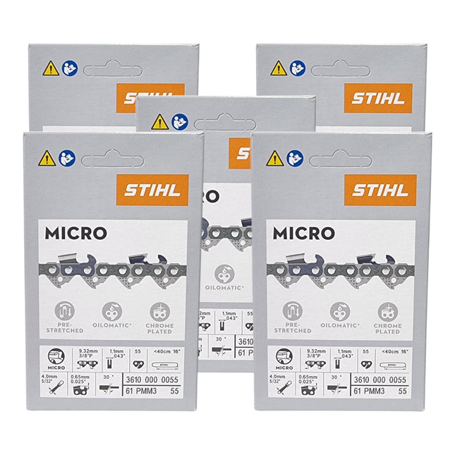 Stihl 5x 3 8 Picco Micro Mini 3 PMM3 Saegekette 40 cm 3 8 P 1 3 mm 55 TG 5 Stueck 5x 36100000055  0 - toolbrothers