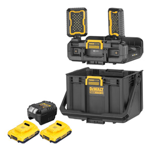 DeWalt DWST08061-1 Werkzeugbox mit integrierten Leuchten 395 x 352 x 255 mm ToughSystem 2.0 + 2x Akku 2,0 Ah + Ladegerät