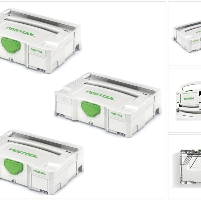 Festool 3 x Systainer T-LOC SYS 1 TL Werkzeug Koffer lichtgrau koppelbar ( 497563 ) - Toolbrothers