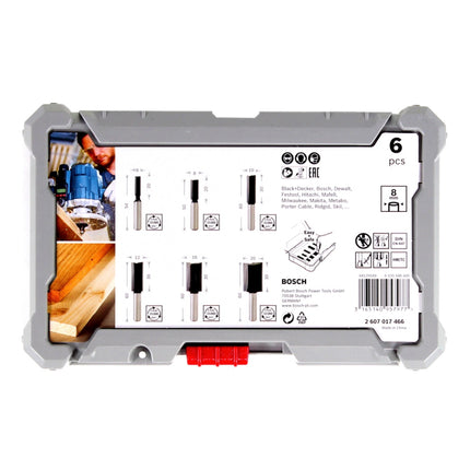 Bosch Nutfräser Set 8 mm 6 tlg. + Koffer ( 2607017466 ) für Oberfräse - Toolbrothers