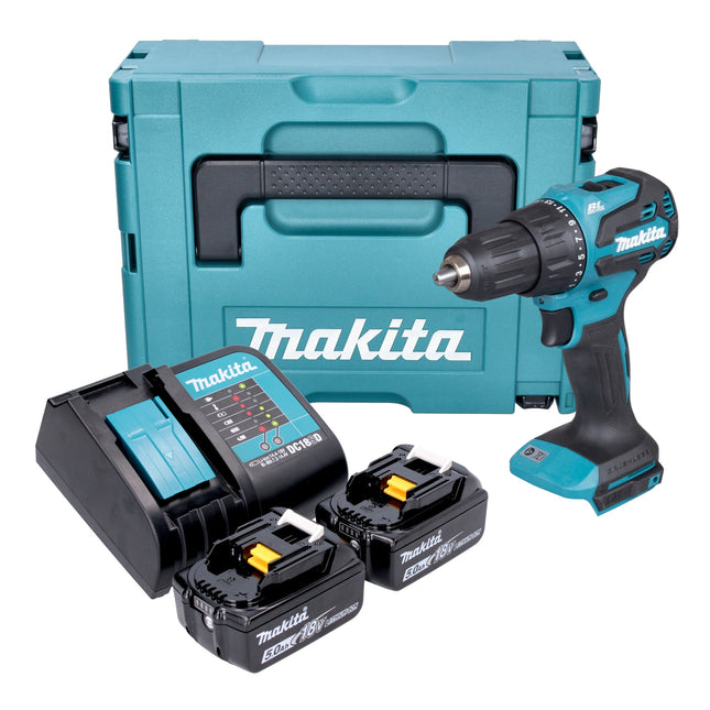 Makita DHP 490 STJ Akku Schlagbohrschrauber 18 V 65 Nm Brushless 2x Akku 5 0 Ah Ladegeraet Makpac 0 - toolbrothers