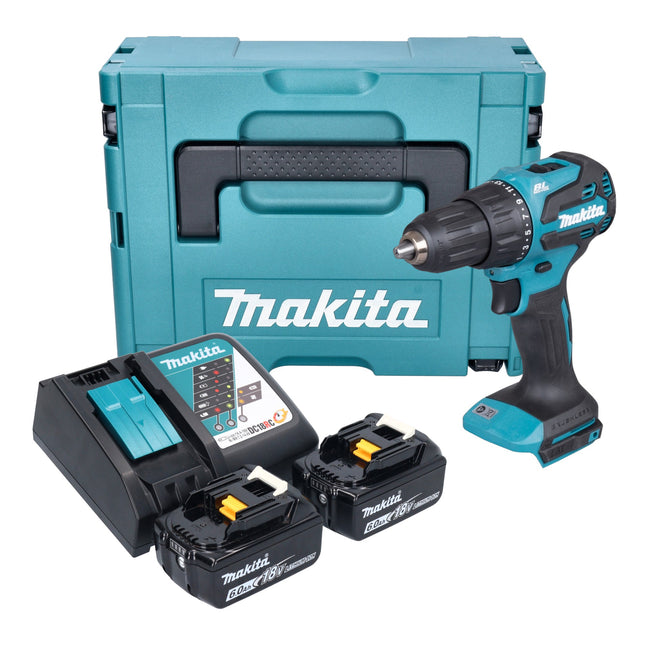 Makita DHP 490 RGJ Akku Schlagbohrschrauber 18 V 65 Nm Brushless 2x Akku 6 0 Ah Ladegeraet Makpac 0 - toolbrothers