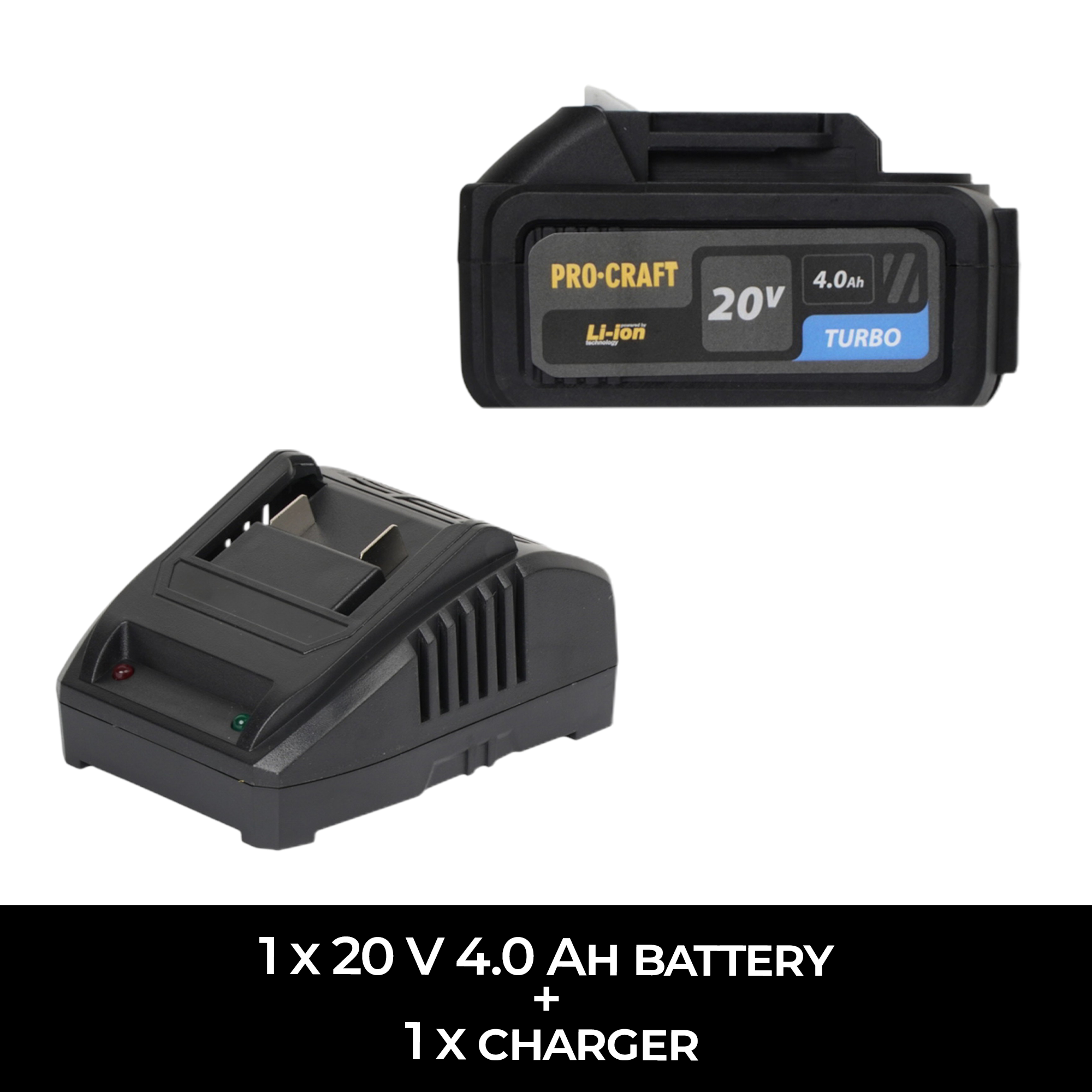 Procraft PKA32Li Akku Kettensäge 20 V 203 mm Brushless + 1x Akku 4,0 Ah + Ladegerät + Koffer