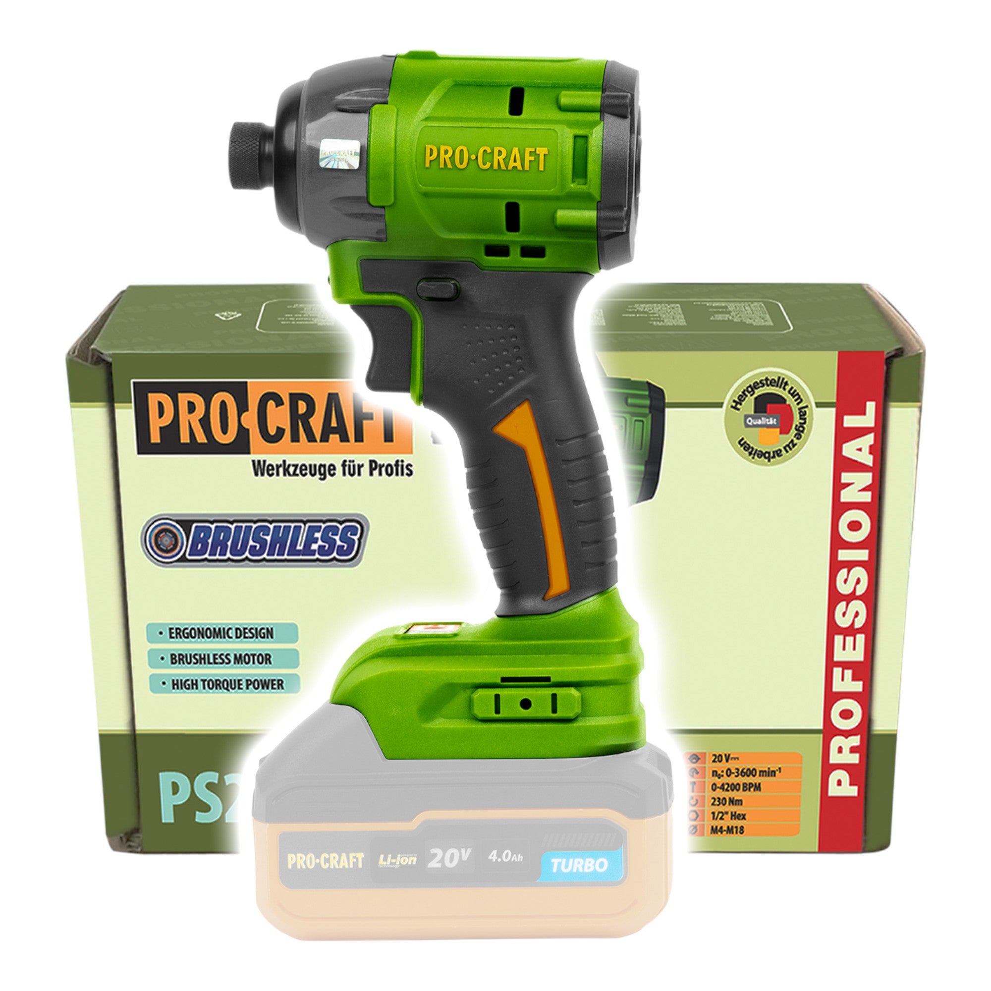 Procraft PS22bb Akku Schlagschrauber 20 V 230 Nm 1 4 Brushless Solo ohne Akku ohne Ladegeraet 1 - toolbrothers