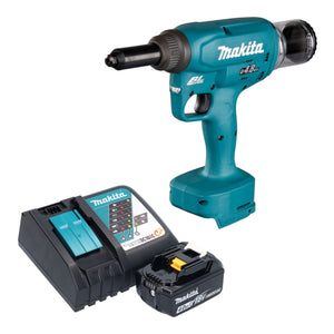 Makita DRV 150 RM1 Akku Blindnietsetzgerät 18 V 10 kN 2,4 - 4,8 mm Brushless + 1x Akku 4,0 Ah + Ladegerät