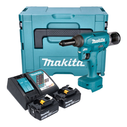 Makita DRV 150 RTJ Akku Blindnietsetzgeraet 18 V 10 kN 2 4 4 8 mm Brushless 2x Akku 5 0 Ah Ladegeraet Makpac 0 - toolbrothers