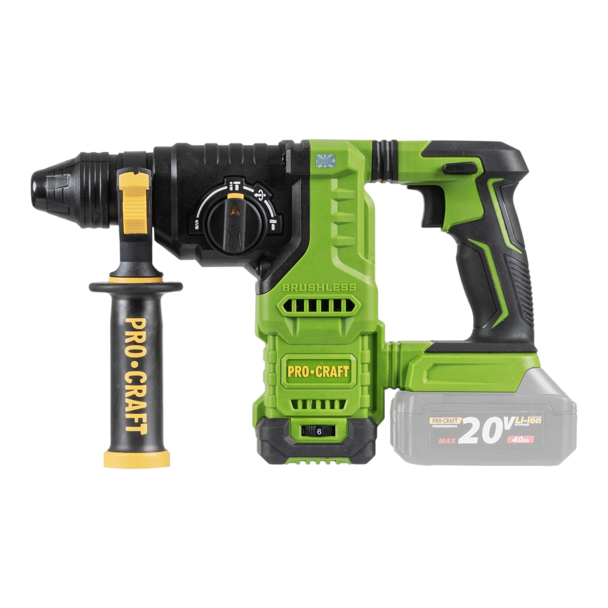 Procraft PHA30bb Akku Bohrhammer 20 V 2 8 J SDS plus Brushless 2x Akku 2 0 Ah Ladegeraet RHINO Toolcase 2 - toolbrothers