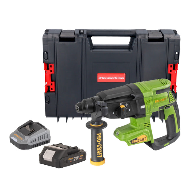 Procraft PHA40bb Akku Bohrhammer 20 V 2 6 J SDS plus Brushless 1x Akku 2 0 Ah Ladegeraet RHINO Toolcase 0 - toolbrothers